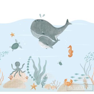   RASCH Roomblush 300377 kék bálna mintás gyermek digitális panel