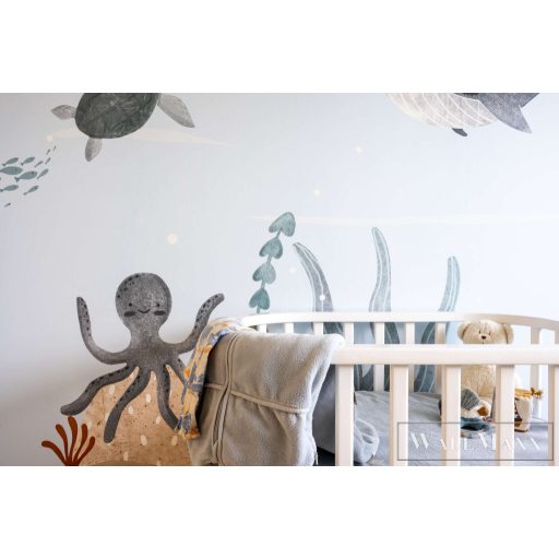 RASCH Roomblush 300377 kék bálna mintás gyermek digitális panel