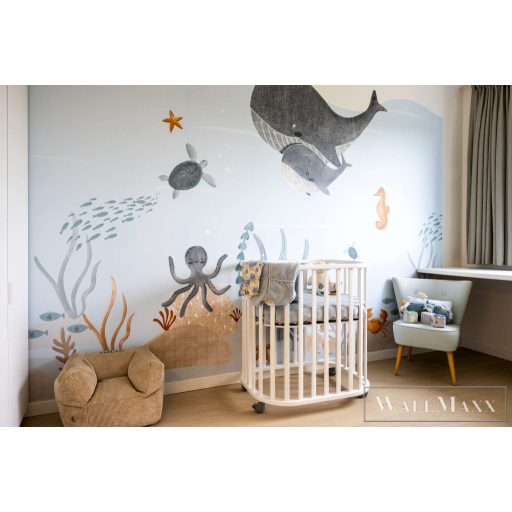 RASCH Roomblush 300377 kék bálna mintás gyermek digitális panel