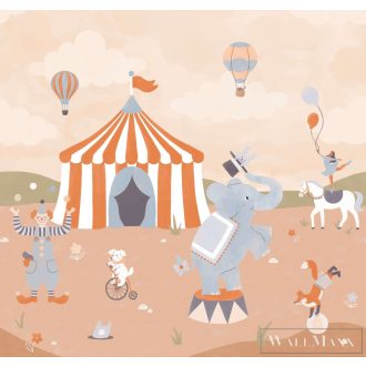   RASCH Roomblush 300379 szürke cirkusz mintás gyermek digitális panel