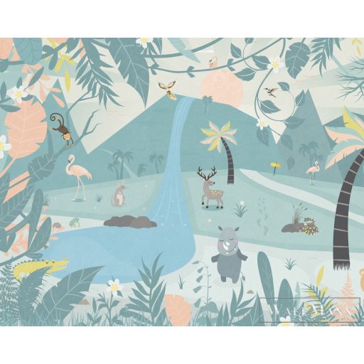 BN WALLS SmallTalk 30801 kék, rózsaszín Állatos Gyerek vlies digitális panel