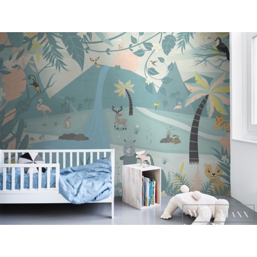 BN WALLS SmallTalk 30801 kék, rózsaszín Állatos Gyerek vlies digitális panel