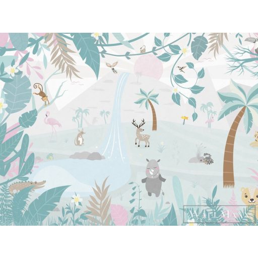 BN WALLS SmallTalk 30802 kék, barack Állatos Gyerek vlies digitális panel