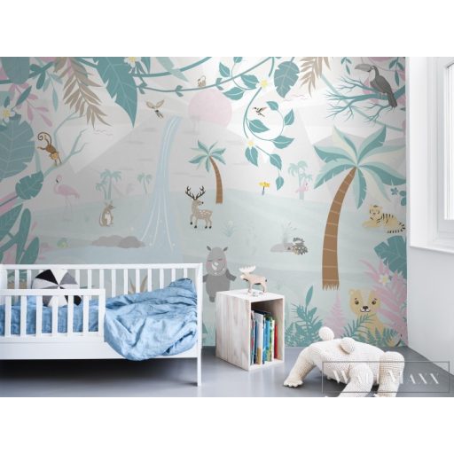 BN WALLS SmallTalk 30802 kék, barack Állatos Gyerek vlies digitális panel