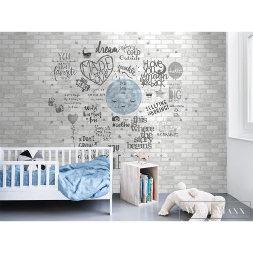 BN WALLS SmallTalk 30807 szürke, szürke Graffiti mintás Gyerek vlies digitális panel
