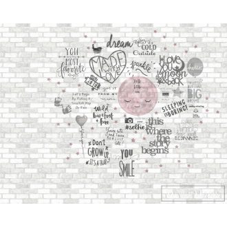   BN WALLS SmallTalk 30808 szürke, rózsaszín Graffiti mintás Gyerek vlies digitális panel