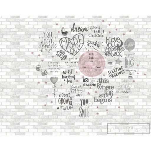 BN WALLS SmallTalk 30808 szürke, rózsaszín Graffiti mintás Gyerek vlies digitális panel