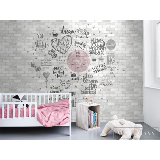 BN WALLS SmallTalk 30808 szürke, rózsaszín Graffiti mintás Gyerek vlies digitális panel