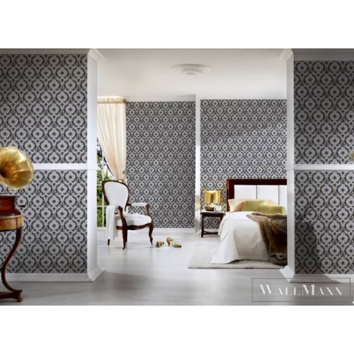 AS CREATION CONCERTO 3 31034-7 BAROKK TAPÉTA fekete ezüst fehér