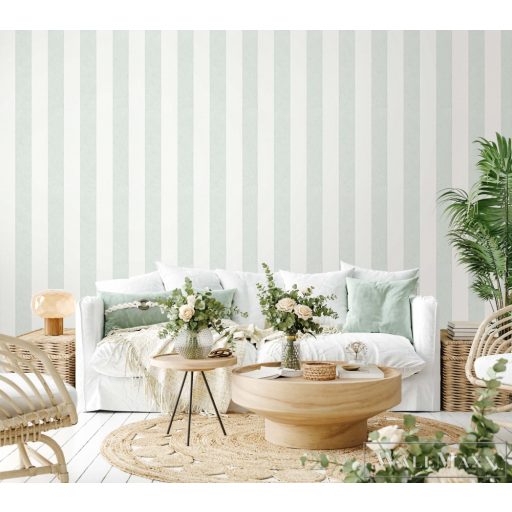MARBURG Shades Iconic 34410 zöld-fehér csíkos Uni tapéta