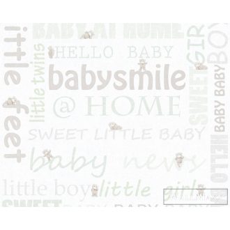 AS CREATION zöldes felíratos tapéta 35847-2