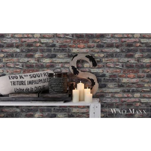 AS CREATION Elements II. 36281-1 sötétszürke, téglavörös,beige téglamintás tapéta