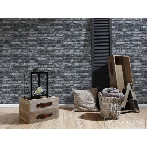 AS CREATION Elements II. 36281-2 sötét szürke tágla mintás vlies tapéta