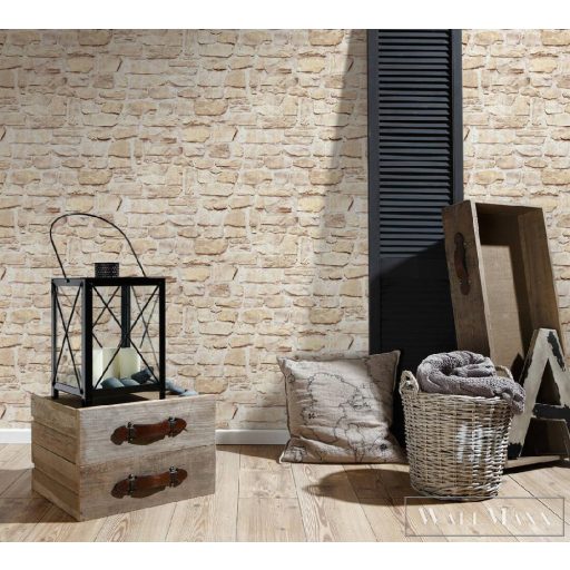 AS CREATION Elements II: 36370-3 szabálytalan kőhatású tapéta a beige színárnyalataiban