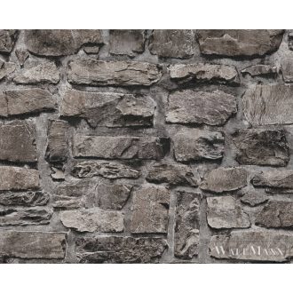   AS CREATION 36370-4 kőmintás tapéta, szénfekete árnyalatai színeiben