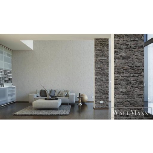 AS CREATION 36370-4 kőmintás tapéta, szénfekete árnyalatai színeiben