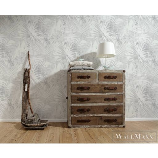 AS CREATION Attractive 2 36385-1 krémszínű levél mintás elegáns tapéta