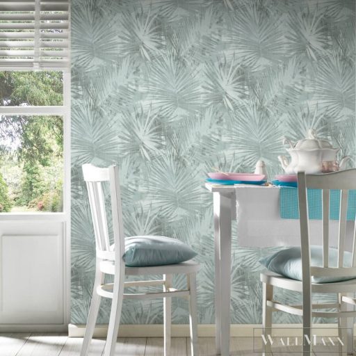 AS CREATION Attractive 2 36385-3 kék levél mintás elegáns tapéta