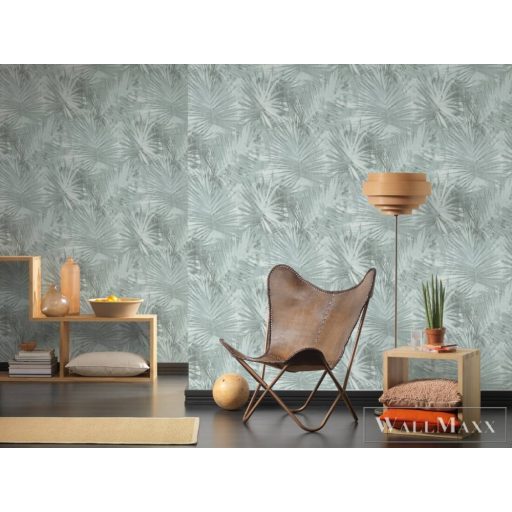 AS CREATION Attractive 2 36385-3 kék levél mintás elegáns tapéta