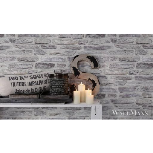 AS CREATION 36478-2 szürke szabálytalan kőhatású vlies tapéta