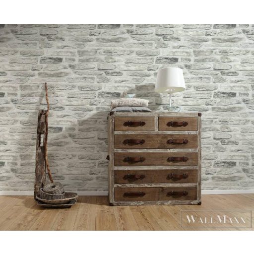 AS CREATION 36478-3 világos habarcs, világos kőmintás tapéta