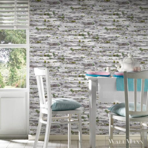 AS CREATION 36492-2 kőmintás tapéta mohás részletekkel