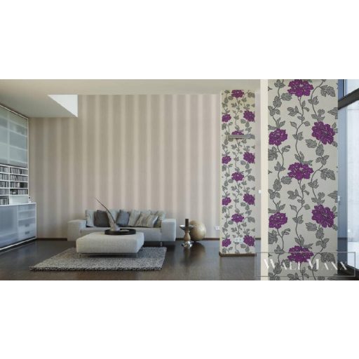 AS CREATION 36695-4 szürke-lila virágmintás tapéta