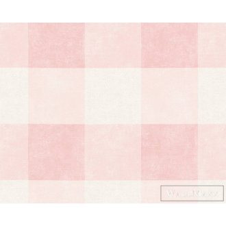 AS CREATION 36715-2 rózsaszín/fehér kockás tapéta