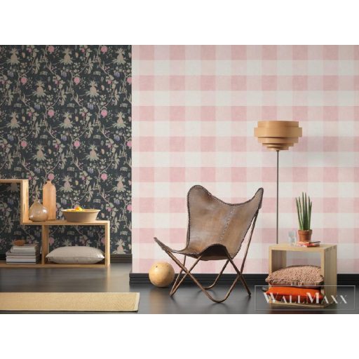 AS CREATION 36715-2 rózsaszín/fehér kockás tapéta