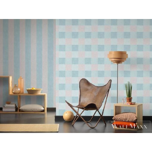 AS CREATION 36715-3 világos zöld/szürke kockás tapéta