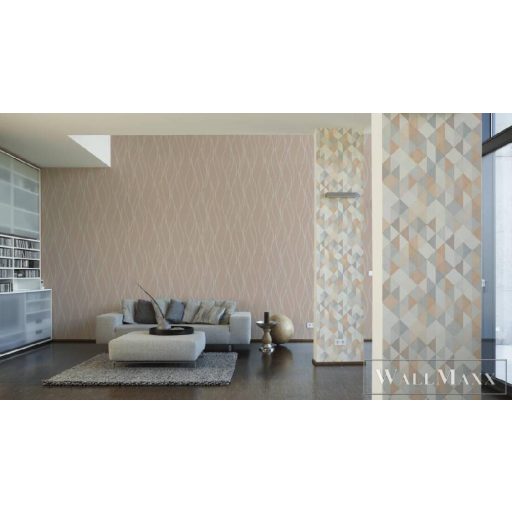 AS CREATION 36786-2 Grafikai motívum- narancsos barna-kék-ezüst-taupe