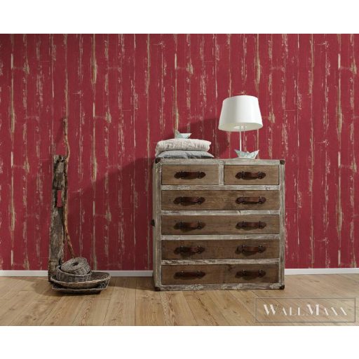 AS CREATION 36856-1 bordó piros deszkamintás tapéta