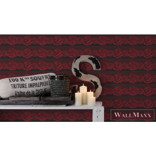 AS CREATION Only Borders 36862-1 vörös rózsa mintás modern bordűr