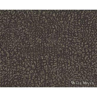   AS CREATION 36970-2 bőr mintázatú tapéta, fekete, minimális arany díszítés