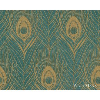 AS CREATION 36971-4 pávatollak, zöld, barna, arany