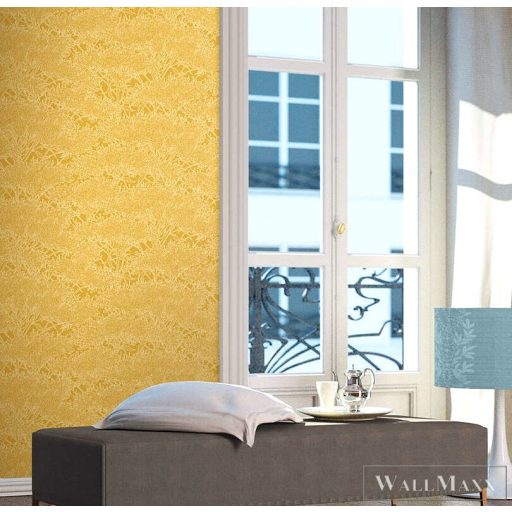 AS CREATION 36972-3 aranysárga alapon_világos kontrasztos növény mintázat