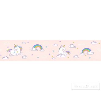   AS CREATION Only Borders 36983-2 rózsaszín egyszarvú mintás ifjúsági bordűr