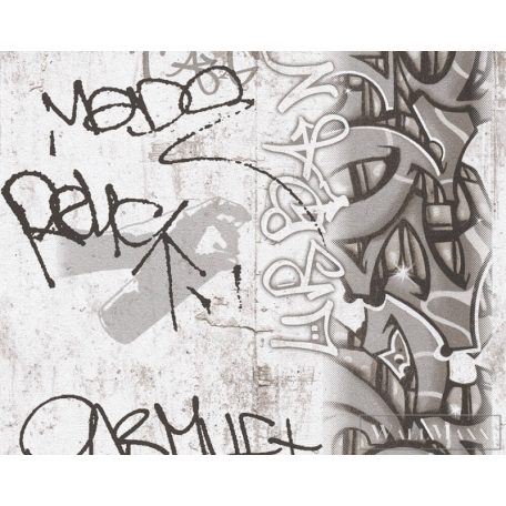 AS CREATION 36986-3 graffiti szürkés árnyalatú tapéta