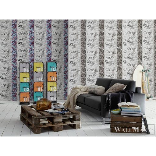 AS CREATION 36986-3 graffiti szürkés árnyalatú tapéta