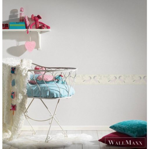 AS CREATION Only Borders 36990-2 ezüst egyszarvú mintás ifjúsági bordűr