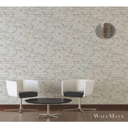 AS CREATION 37162-1 fehér-szürke-piros színárnyalat tégla mintázat