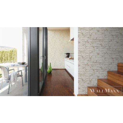 AS CREATION 37162-1 fehér-szürke-piros színárnyalat tégla mintázat