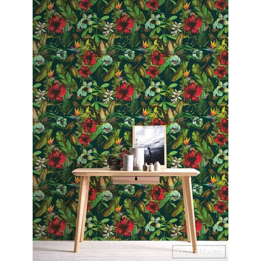 AS CREATION 37216-5 tarka sokszínű sötét hátterű virágmintás tapéta