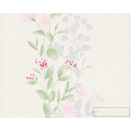 AS CREATION 37266-1 design virágminta,zöld,rózsaszín,világos szürke