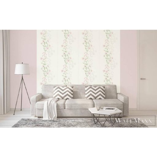 AS CREATION 37266-1 design virágminta,zöld,rózsaszín,világos szürke