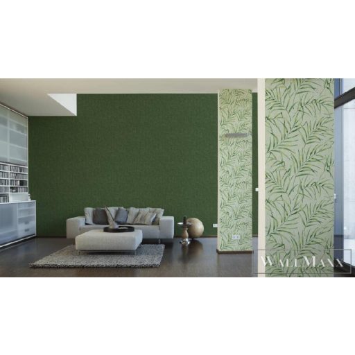 AS CREATION 37335-3 zöld színárnyalatú levélmintás tapéta