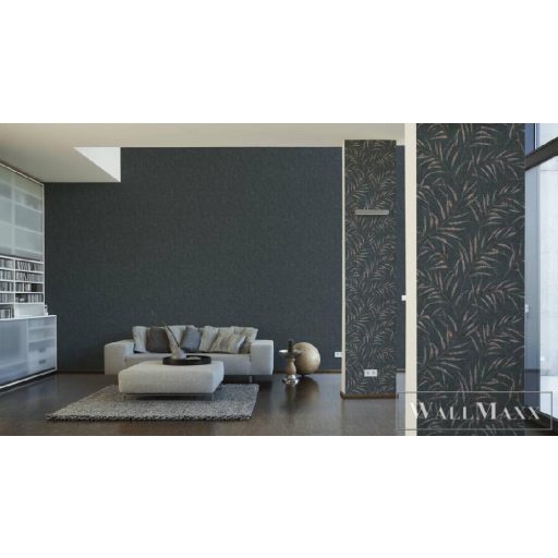 AS CREATION 37335-5 kék alapú vékony levélmintás tapéta