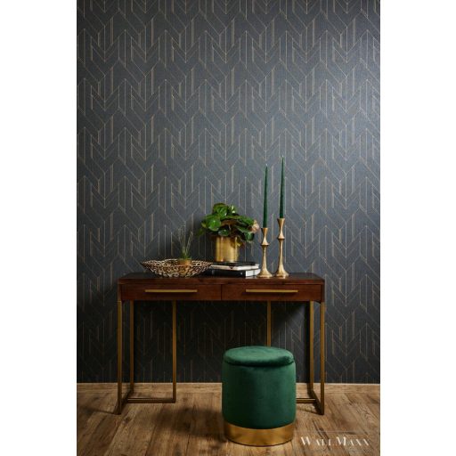 AS Creation Villa 37369-1 fekete, fémhatású Fém-hatású Grafikus tapéta