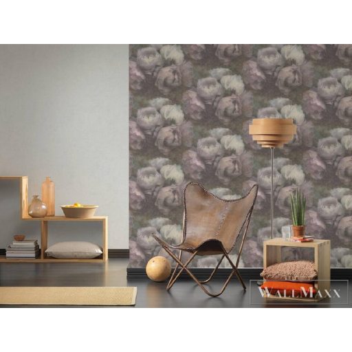 AS CREATION 37392-1 rózsamintás tapéta; zöldes-lilás színárnyalat