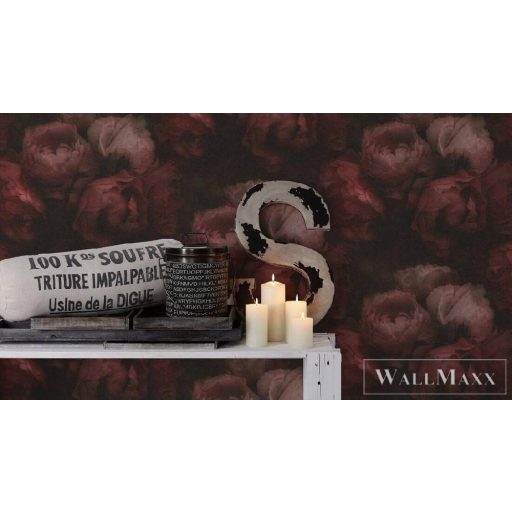 AS CREATION 37392-4 bordó-fekete színárnyalatok,makro virágfotó